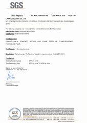 Newest Canada flame retardant report certificate from Liping Outdoors Manufactory Ltd.