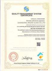 Quality System certificate from SHANDONG JINGNA GLASS CO., LTD.