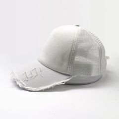 Custom Plain Washed Cotton Vintage 5 Panel Mesh Ripped Trucker Hats Custom Embroidery Logo Trucker Hat - Image 1