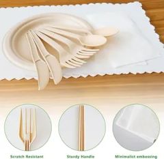 Biodegradable Disposable Cornstarch Knife Fork Spoon Disposable Tableware - Image 3