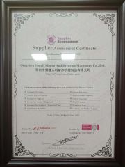 Supplier Assessment Certificate certificate of Qingzhou Yongli Mining and Dredging Machinery Co., Ltd. – certificate photo, supplier certificates section