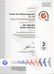 ISO Certification certificate from Foshan Keju Medical Apparatus Co., Ltd.