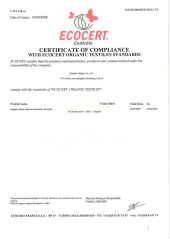 Organic cotton certification certificate from Qingdao Bagest Co., Ltd.