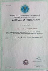 Cooperate Affairs Commission  certificate of Tdoy Farm Produce and Agro-Allied – certificate photo, supplier certificates section
