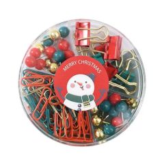 Office Stationery Christmas Gift Paper Binder Clips Set Push Pin Set for Student - Image 2