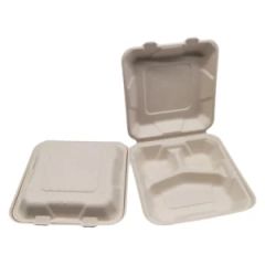 Sugarcane Bagasse Pulp Lunch Box Eco-Friendly Disposable Food Containers, Biodegradable Takeout Packaging - Image 1