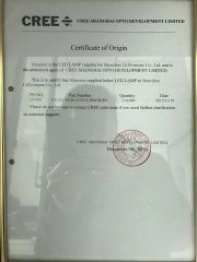 Original CREE certificate from Shenzhen LEDventure Co., Ltd.