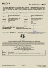ETL certificate from Shandong Create Refrigeration Co., Ltd.