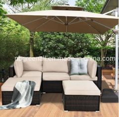 All Weather 5PCS Poolside Outdoor Garden Rattan Wicker Furniture Set Sofa - Image 5