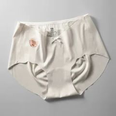 Ice Silk Lace-Trimmed Women's Seamless Panties - Image 3