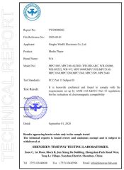 Winhi Digital Signage FCC certificate from Ningbo Beilun Bonsen Auto Electron Co., Ltd.