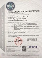 IOS9001 certificate from NINGBO RIYI TECHNOLOGY CO., LTD.