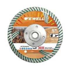 125 2 6 9 22 23 M14 Aluminum Flange 5inch Hot Press Diamond Turbo Saw Blade for Dry Cutting Granite - Zhenjiang Fewell Tools Co., Ltd.