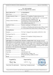 FCC certification certificate from Shenzhen Lightingart LED Display Co., Ltd.
