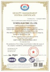 ISO 9001 certificate from Yuming Electric Co., Ltd
