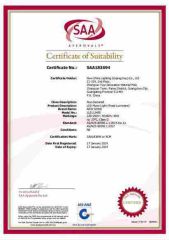 SAA Certificate of Suitability certificate of New Shine Lighting (Guangzhou) Co., Ltd – certificate photo, supplier certificates section