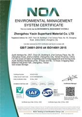 ISO certificate from Zhengzhou Yaxin Superhard Materials Co., Ltd.