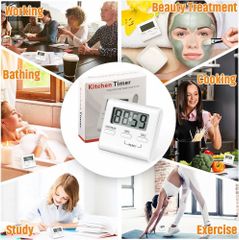 Square Timer, Small Digital Kitchen Timers, Timer for Cooking, Digital Stopwatch with Loud Alarm - Image 6