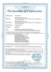 Vending Machine Declaration of Conformity certificate from Winnsen Industry Co., Ltd.