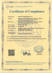 IP65 certificate from Ningbo OE Lighting Manufacturing Co., Ltd.