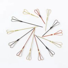 Fancy Small Knotted Bamboo Stick Cocktail Looped Skewers - Image 1