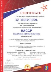 HACCP certificate of N23 International – certificate photo, supplier certificates section