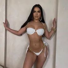 2025 New Sexy Solid Color Underwire Cup Two Pieces Bikini with Gold Beads Straps for Women Brazilian Swimwear Manufacturers - Hangzhou Sunra Fashion Co., Ltd.