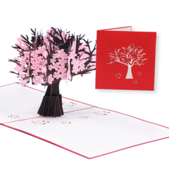 Tree Pop Up Card Colorful Design 3D Greeting Card Peach Tree Art Print Greeting Card Personalize Peach Tree Handicraft - Image 1