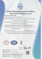 ISO9001 certificate from Taizhou Hjumbo Machinery Co. Ltd.
