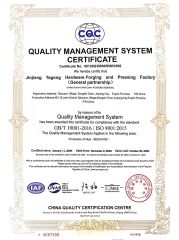 ISO9001:2015 certificate from Jinjiang Tagong Hardware Forging Manufacturer Co. Ltd.