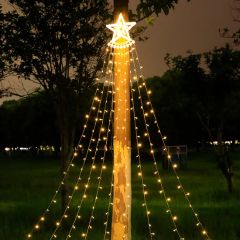 Christmas Decorations Waterfall LED String Lights Outdoor Courtyard Festival Solar Star Fairy Waterflow String Light - Image 1