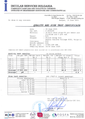 QUALITY AND SIZE TEST CERTIFICATE certificate from StonikGroup