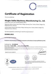 ISO9001 certificate of Ningbo Winson Machinery Products Co., Ltd – certificate photo, supplier certificates section