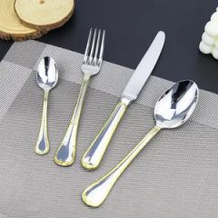 304 Stainless Steel Dinnerware with Gold Edging Pattern Set of Four Pieces - Jieyang Chuanxin Hardware Product Factory
