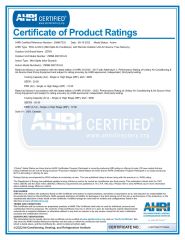 AHRI certificate from ZERO TECHNOLOGIES CO., LTD.