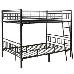 Double Decker Dormitory Loft Bunk Bed Frame Metal Beds Full Over Full - Image 2