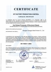 Certificate certificate from Shanghai Changjin Metal Product Co., Ltd.