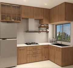 L Shaped Modular Kitchen Material MDF Appearance Modern Kitchen Design L-Shape Surface Texture Smooth Finish Type Powder - Image 2