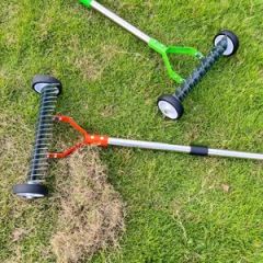 5.5FT Manual Lawn Scarifier Rake with Rolling Wheels for Thatch - Image 4