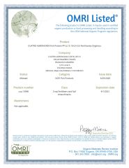OMRI certificate of Fish protein hydrolysate fertilizer certificate from Shenzhen Taier Biotechnology Co., Ltd.