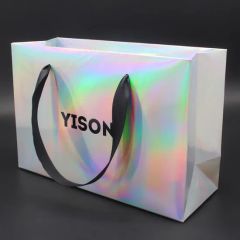 Custom Shopping Holographic Paper Bags Packaging for Gift - Image 3