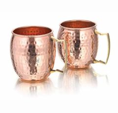 Cocktail Or Mocktail Round Copper Moscow Mule Mug Hammered, Packaging Type: Box - Image 1