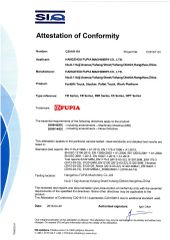 CE CERTIFICATION certificate of HANGZHOU FUPIA MACHINERY CO., LTD. – certificate photo, supplier certificates section