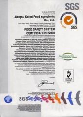 FSSC22000 Certificate certificate from Jiangsu Kolod Food Ingredients Co., Ltd.