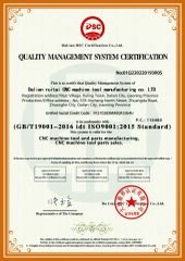 ISO 9001 certificate from Dalian Ruitai Cnc Machine Tool Manufacturing Co., Ltd