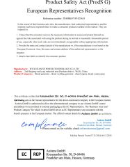 European Representatives Recognition certificate of Wuxi Ifanite Power Technology Co. Ltd – certificate photo, supplier certificates section