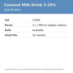 Coconut Milk Drink 3.25% Fat - 1L / 500ml Aseptic Packs and Bulk Supply, Made in Indonesia - Image 3