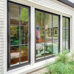 Black French Windows Aluminum Alloy Outdoor Interior Protective Metal Doors and Windows - Image 2