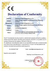 CE certificate from Shandong Create Refrigeration Co., Ltd.