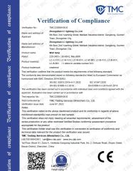 Verification of Compliance certificate of Zhongshan LC lighting Co.,Ltd. – certificate photo, supplier certificates section